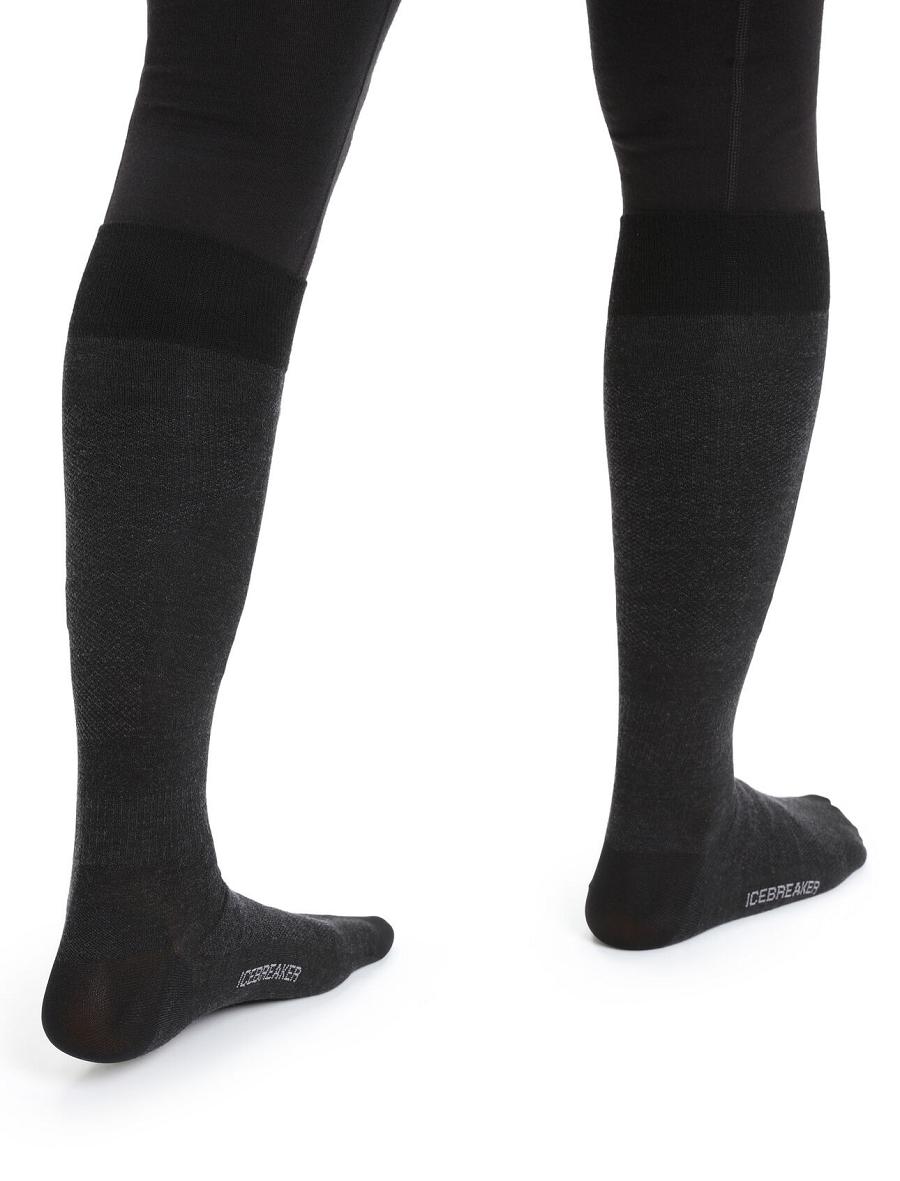 Women's Icebreaker Merino Snow Liner Over the Calf Socks Black | CA 1526BEXC